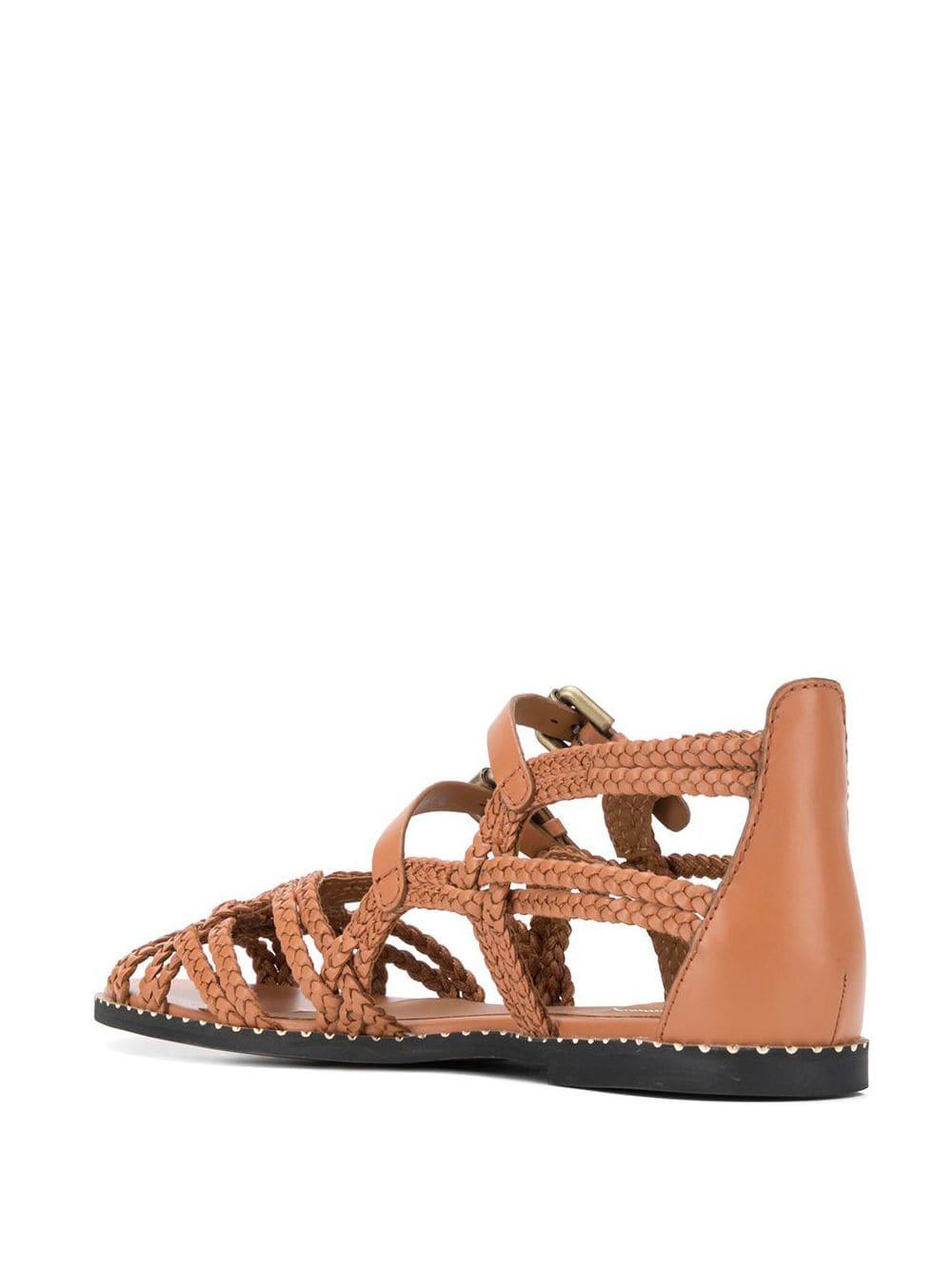Leather Braided Strappy Sandals 