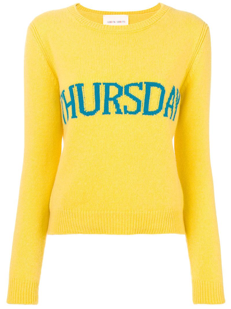 Overvåge sur klippe Alberta Ferretti Thursday Crewneck Sweater in Yellow | Lyst