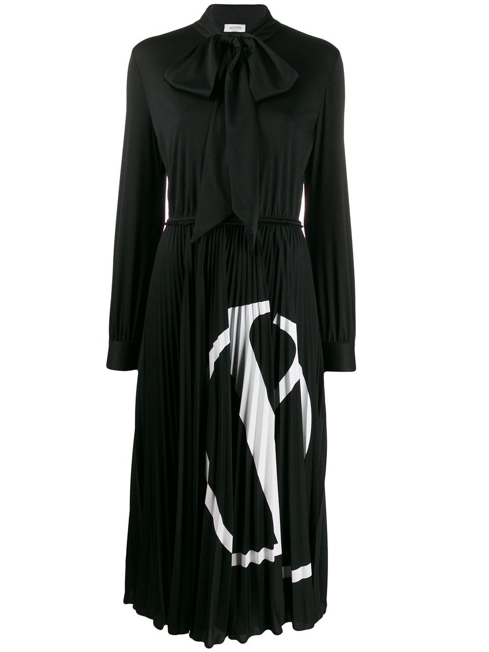 Valentino Pleated Vlogo Signature Dress in Black Lyst UK