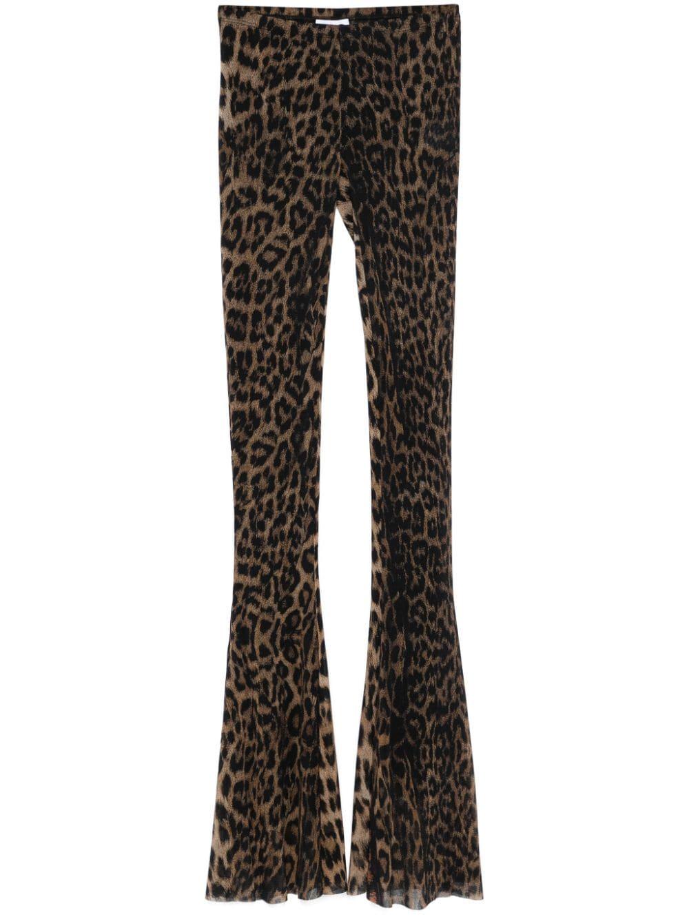 Jean Paul Gaultier Semi-Sheer Leopard-Print Flared Pants in
