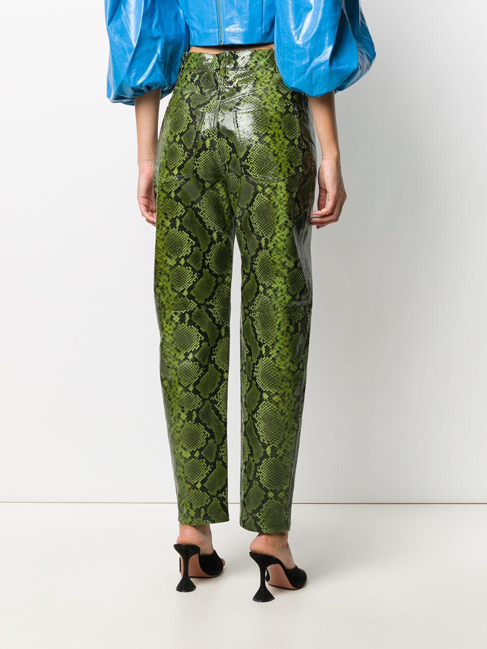 The Attico Snakeskin Print Trousers in Green | Lyst
