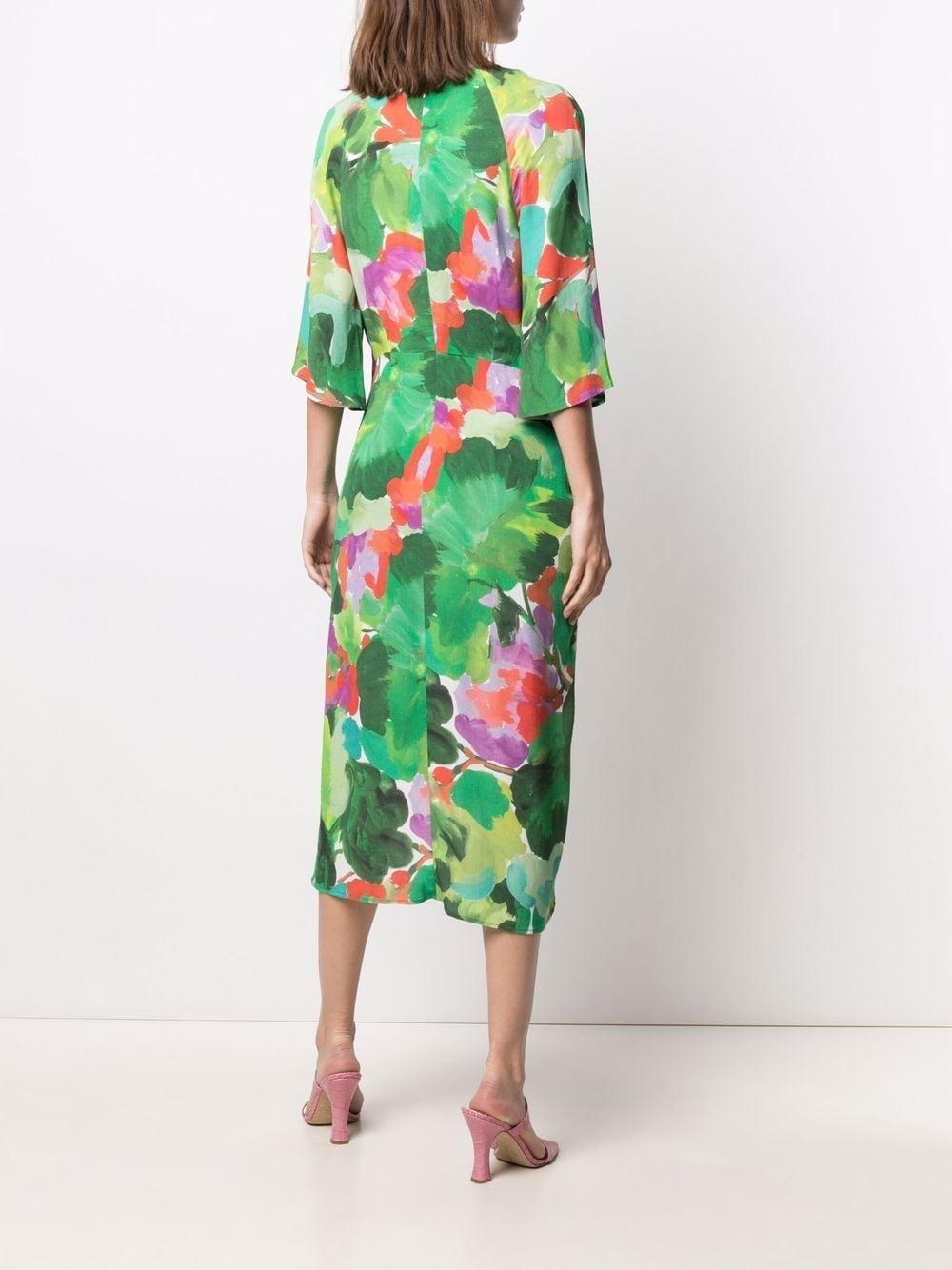 Essentiel Antwerp Midi-jurk Met Bloemenprint in het Groen | Lyst NL