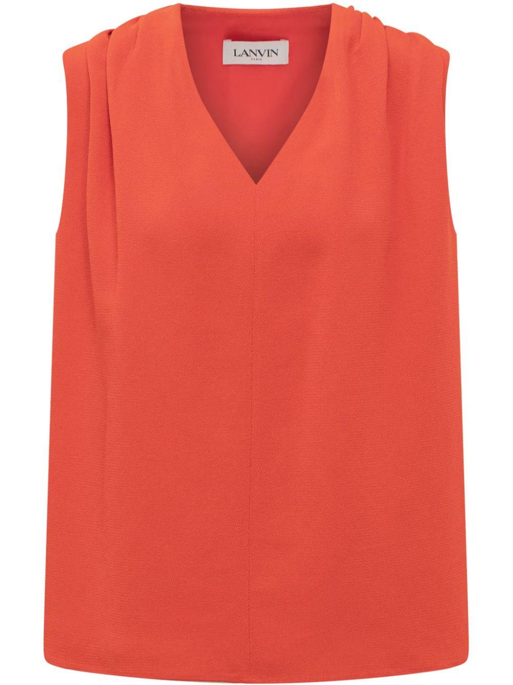 Lanvin レディース レッド シルクブレンド トップ トップス
