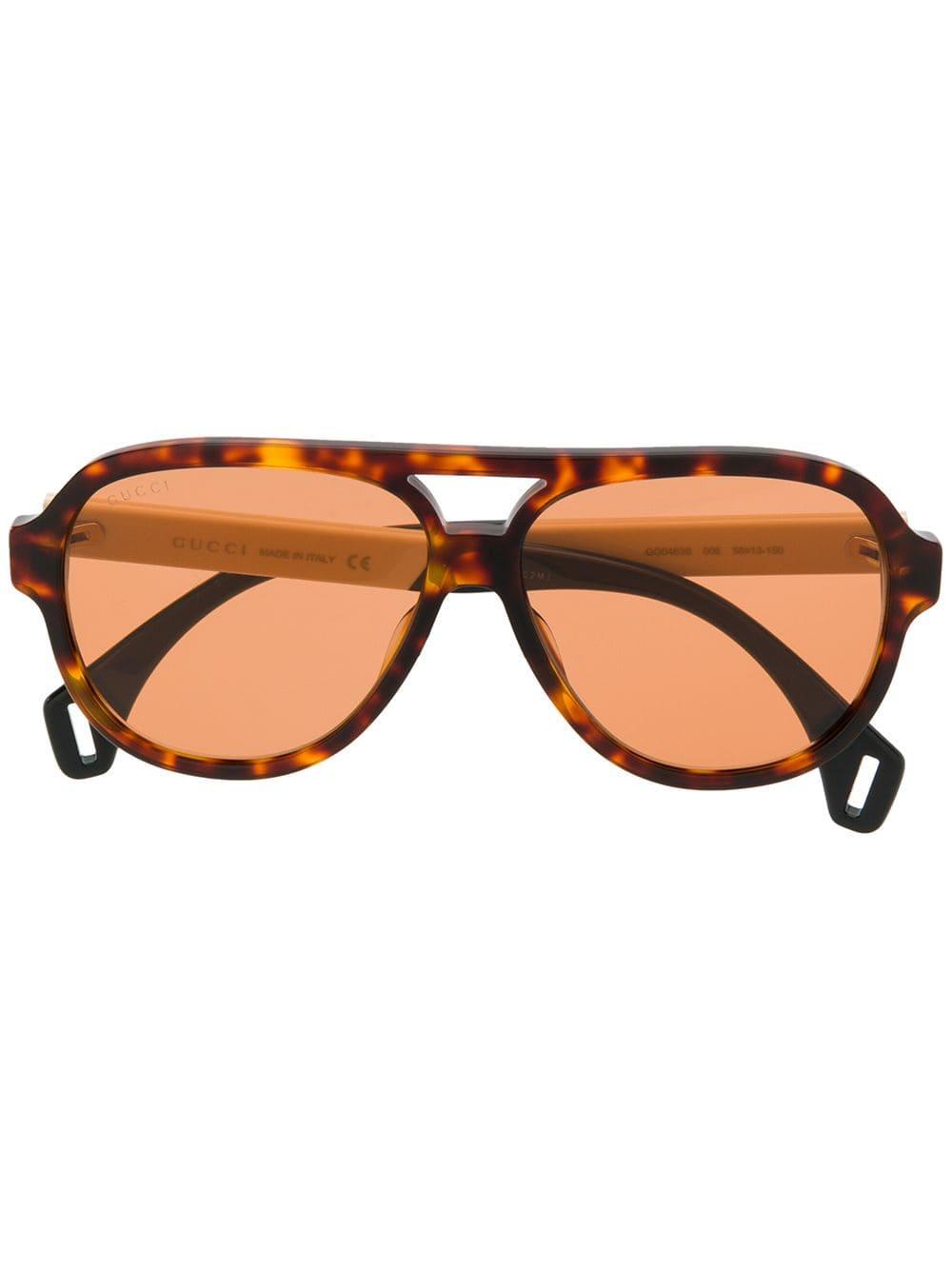 Gucci Tortoiseshell Aviator Sunglasses in Brown for Men | Lyst