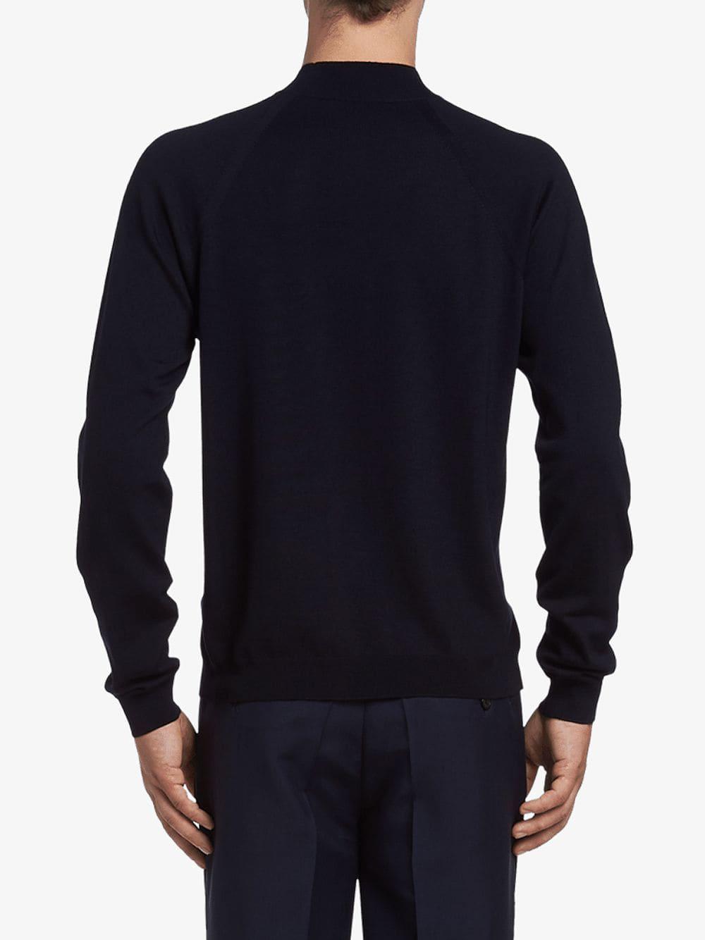 Prada Wool Mock Neck Jumper in Blue for Men Lyst