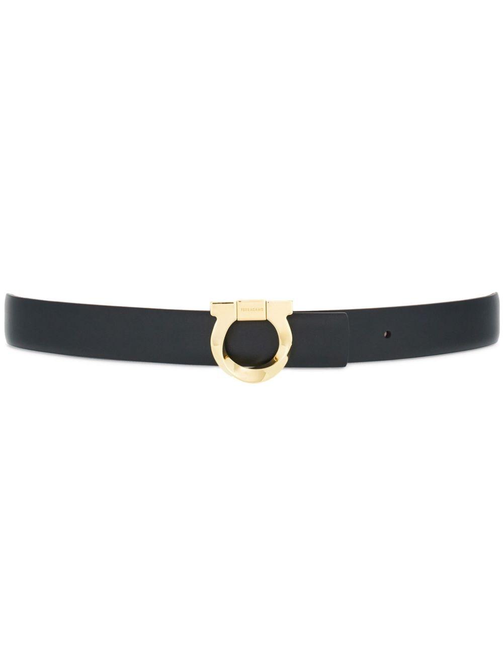Ferragamo Gancini-plaque Reversible Leather Belt in Black | Lyst
