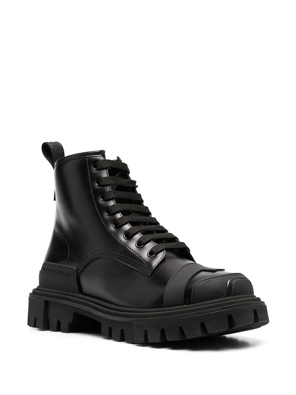 Dolce & Gabbana Leather Chunky Trekking Boots in Black for Men - Lyst
