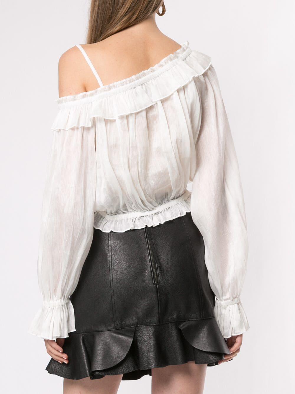 Aje. Linen Beatrice Ruffle Blouse in White - Lyst