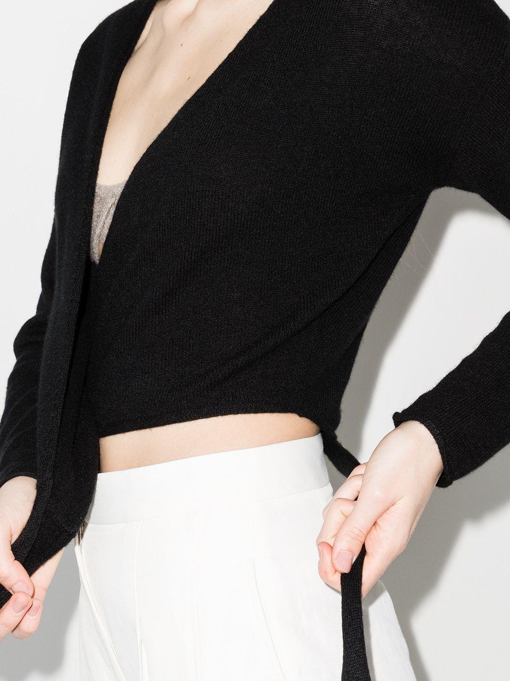 Reformation Wraparound Cropped Cardigan in Black | Lyst