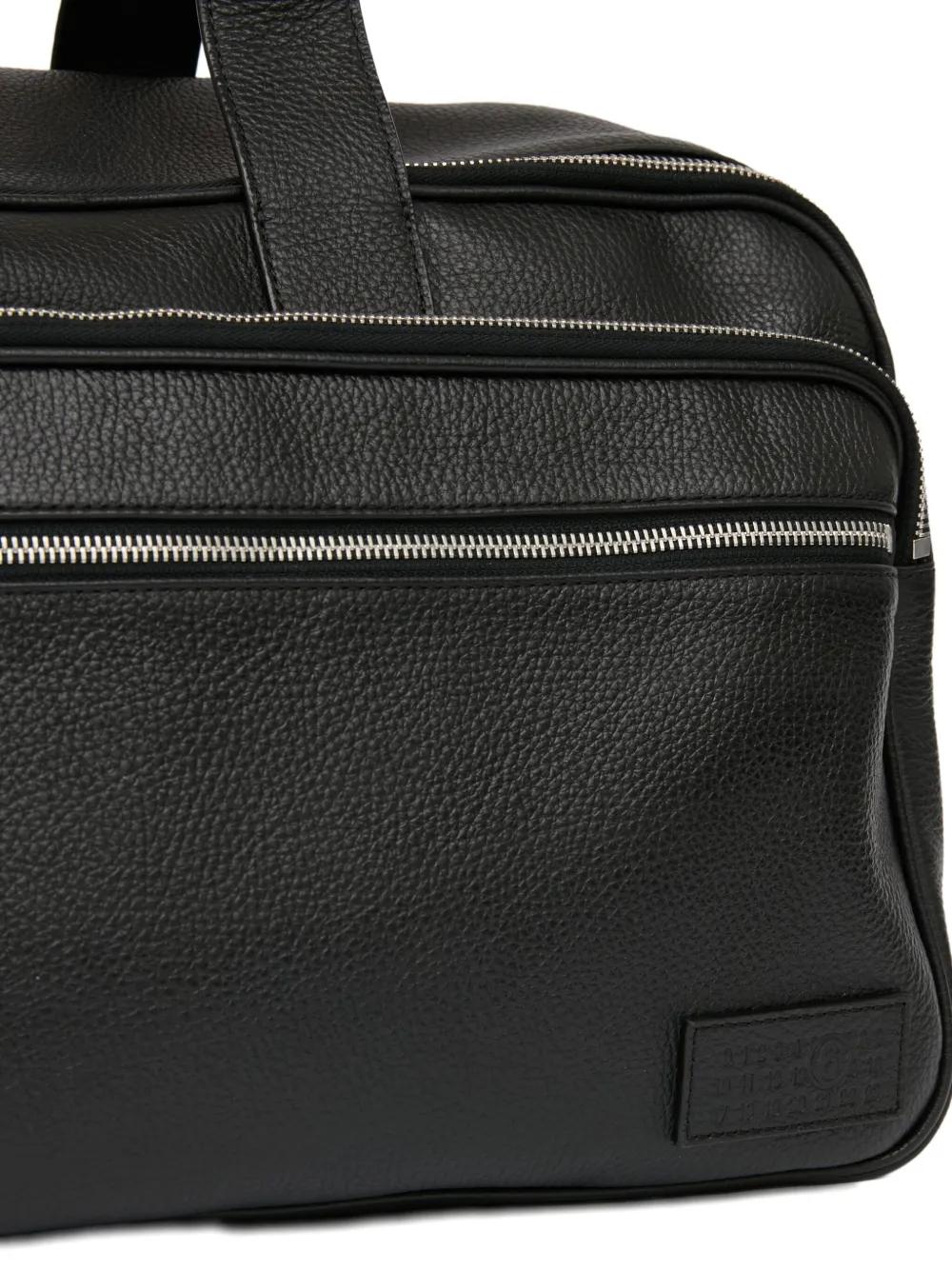 MM6 by Maison Margiela Textured Leather Duffle Bag in Black for