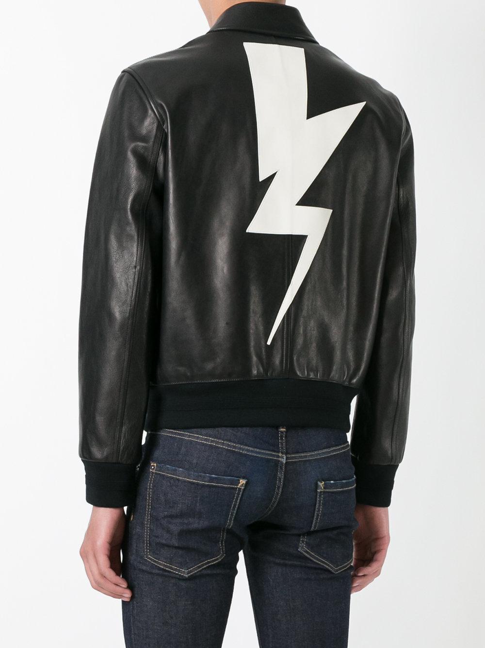 Neil Barrett Lightning Bolt Bomber Jacket in Black for Men Lyst