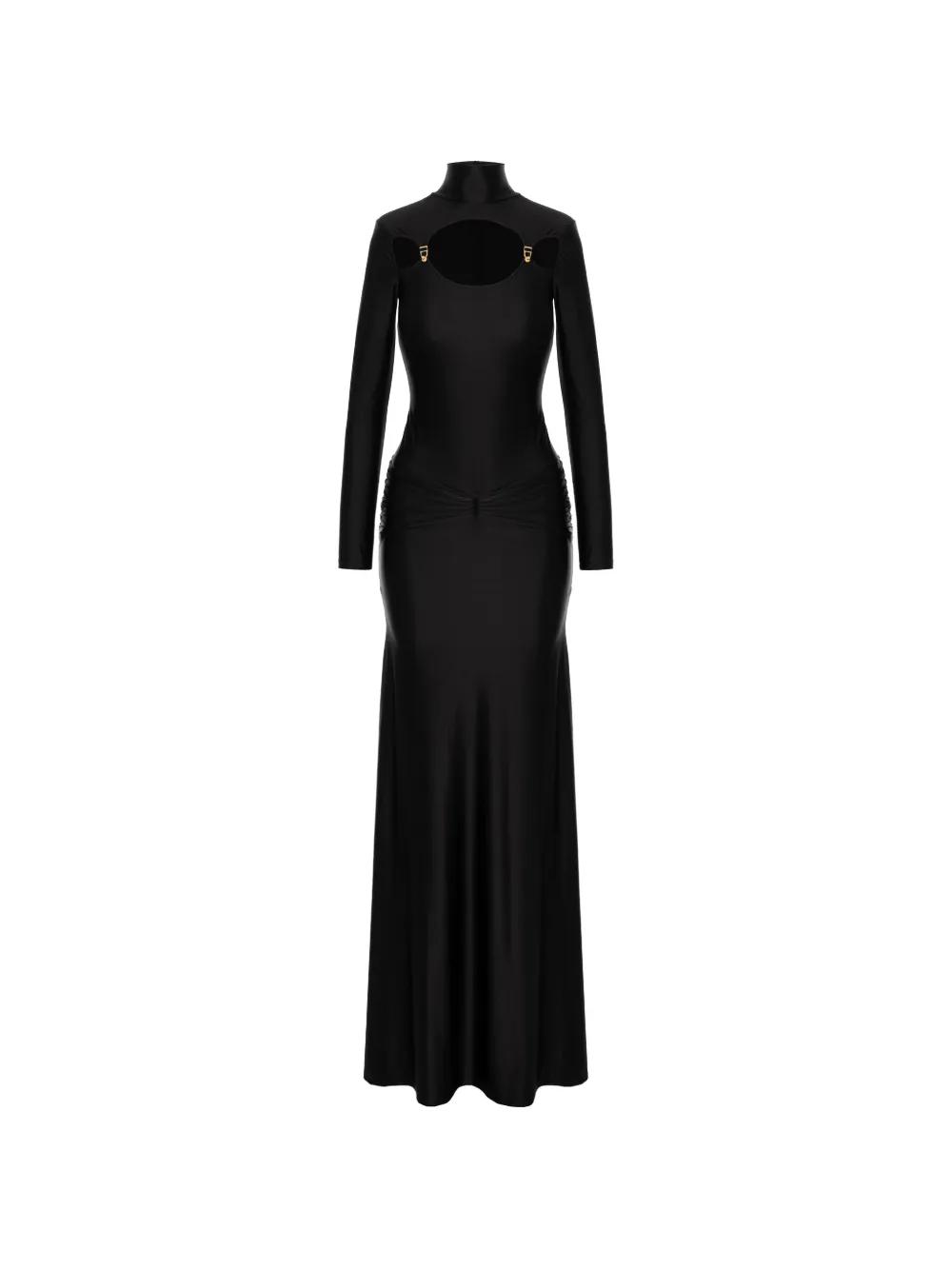 chinese dress ladies Black Glitter Cutout Long Sleeve Maxi Dress – Selene Dress