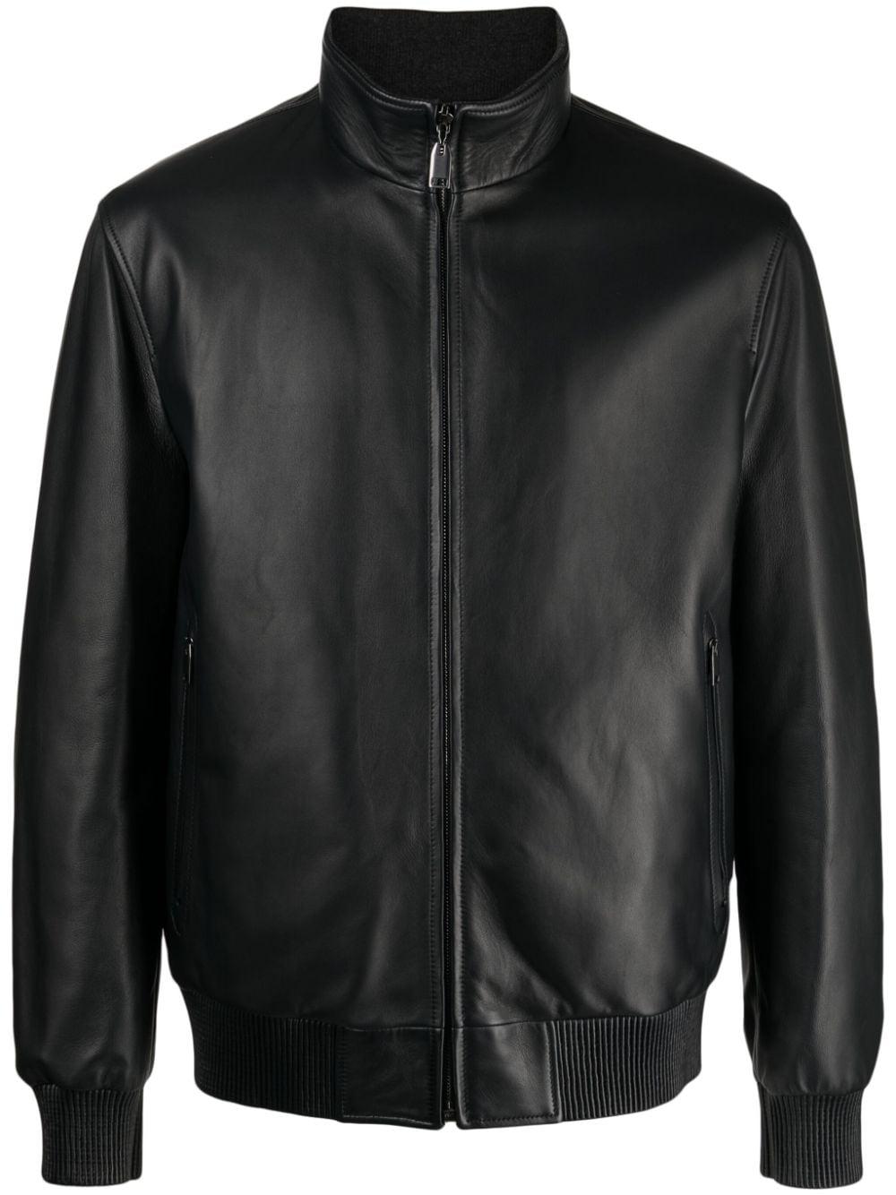 Brioni Zip up Reversible Leather Jacket in Black for Men Lyst UK