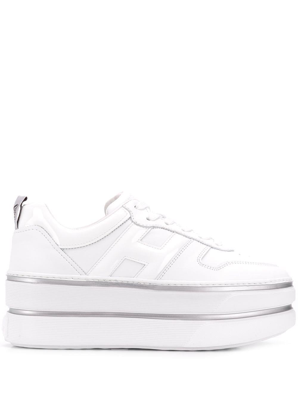 Hogan Leather White Platform Sneakers 
