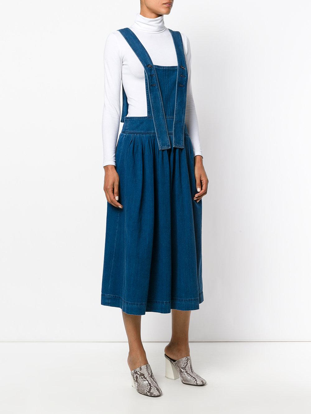 denim pinafore midi
