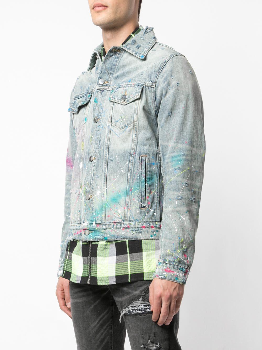 amiri paint splatter denim jacket