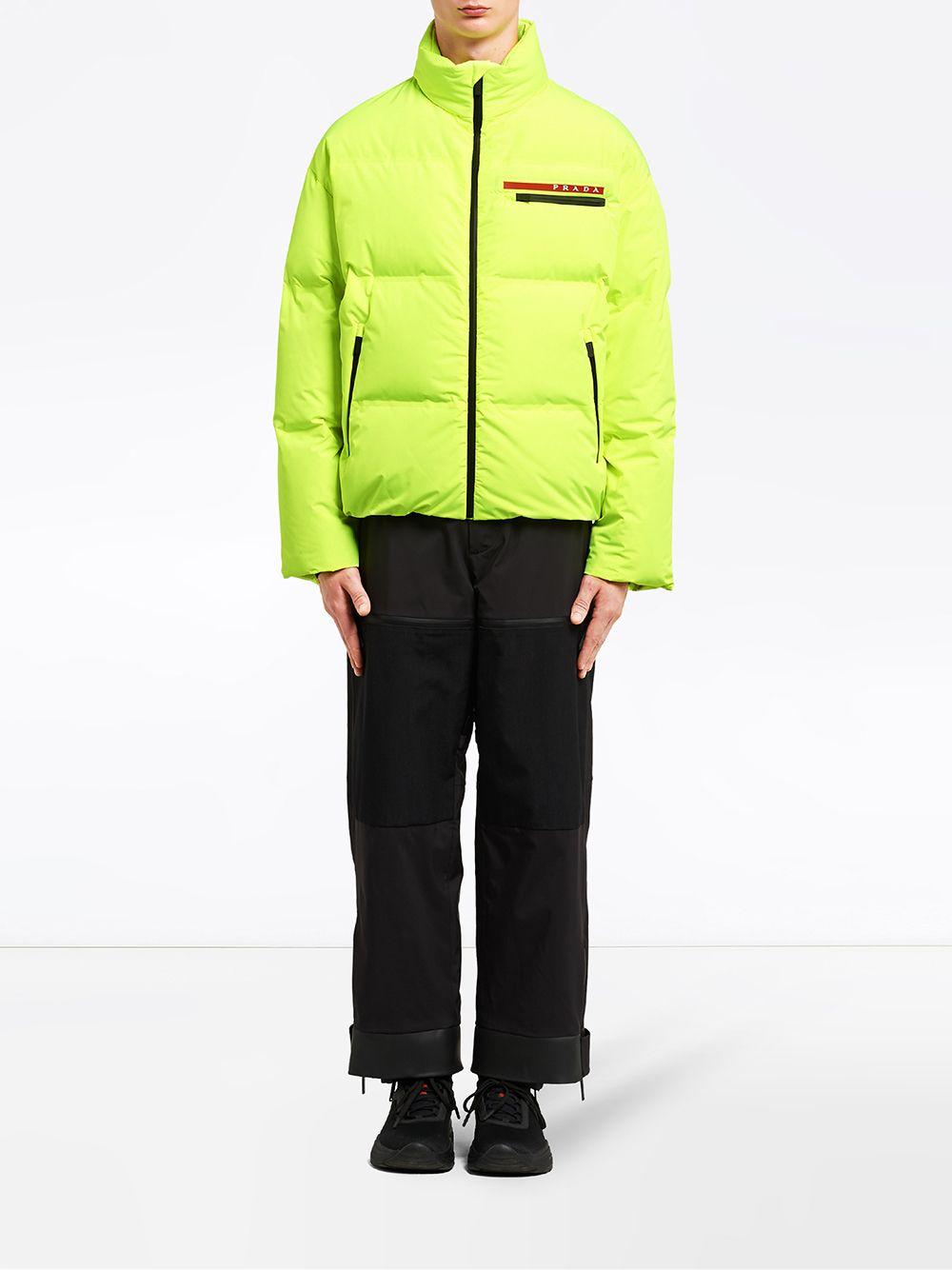 prada green puffer coat