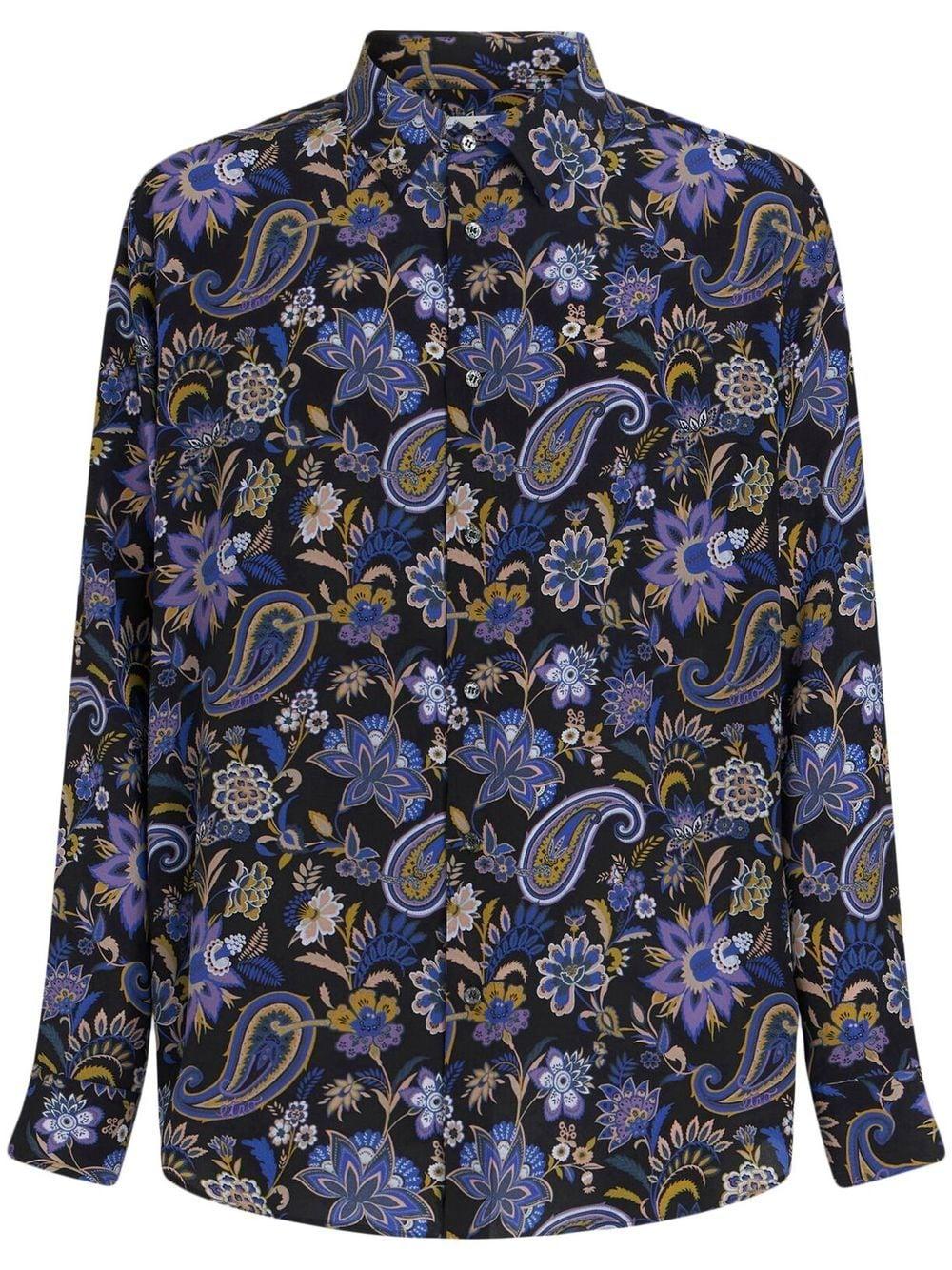 Etro Paisley-print Silk Shirt in Blue for Men | Lyst