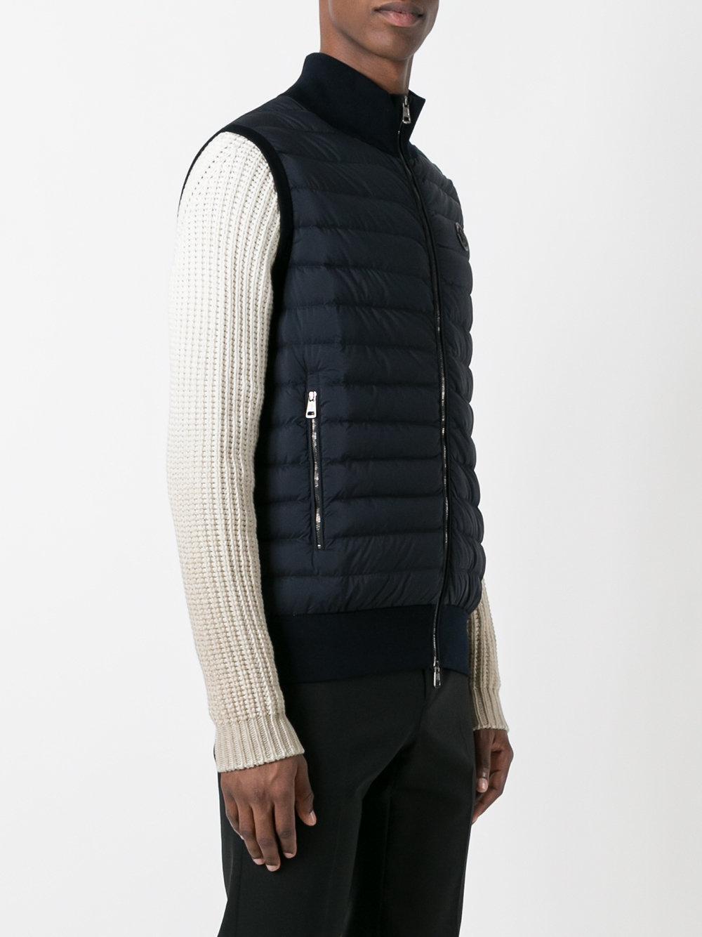 Moncler Cotton Quilted Body-warmer Jacket in Blue for Men - Lyst