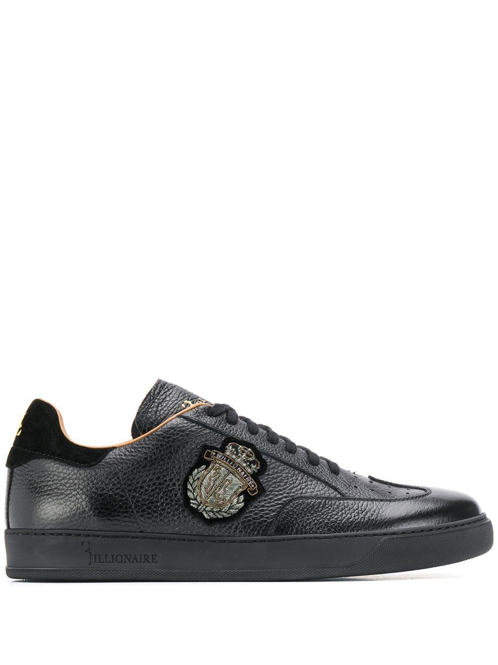 Billionaire Leather Lace Up Sneakers in Black for Men - Lyst