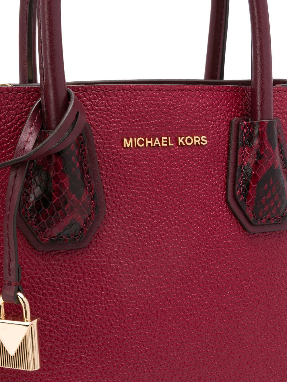 MICHAEL Michael Kors Leather Small Mercer Tote Bag in Red | Lyst