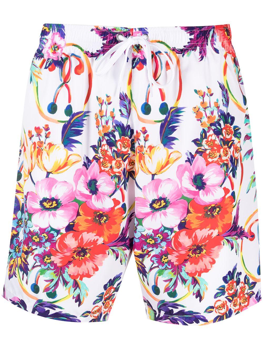 Moschino Floral Print Swimming Shorts in White for Men - Lyst