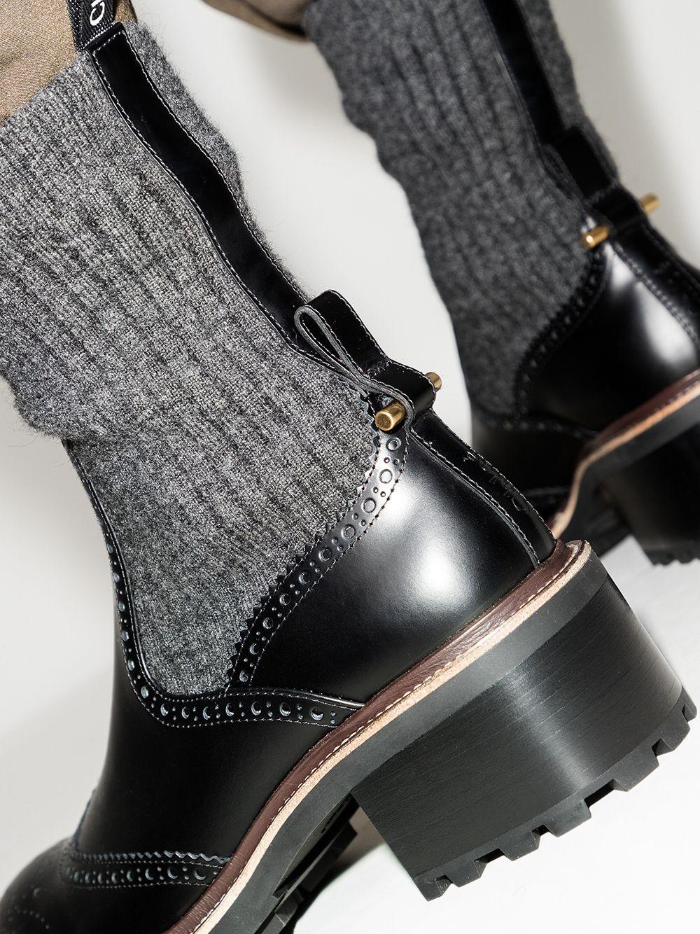 Chloé Leather Franne Sock-detail Ankle Boot in Black - Save 6% - Lyst
