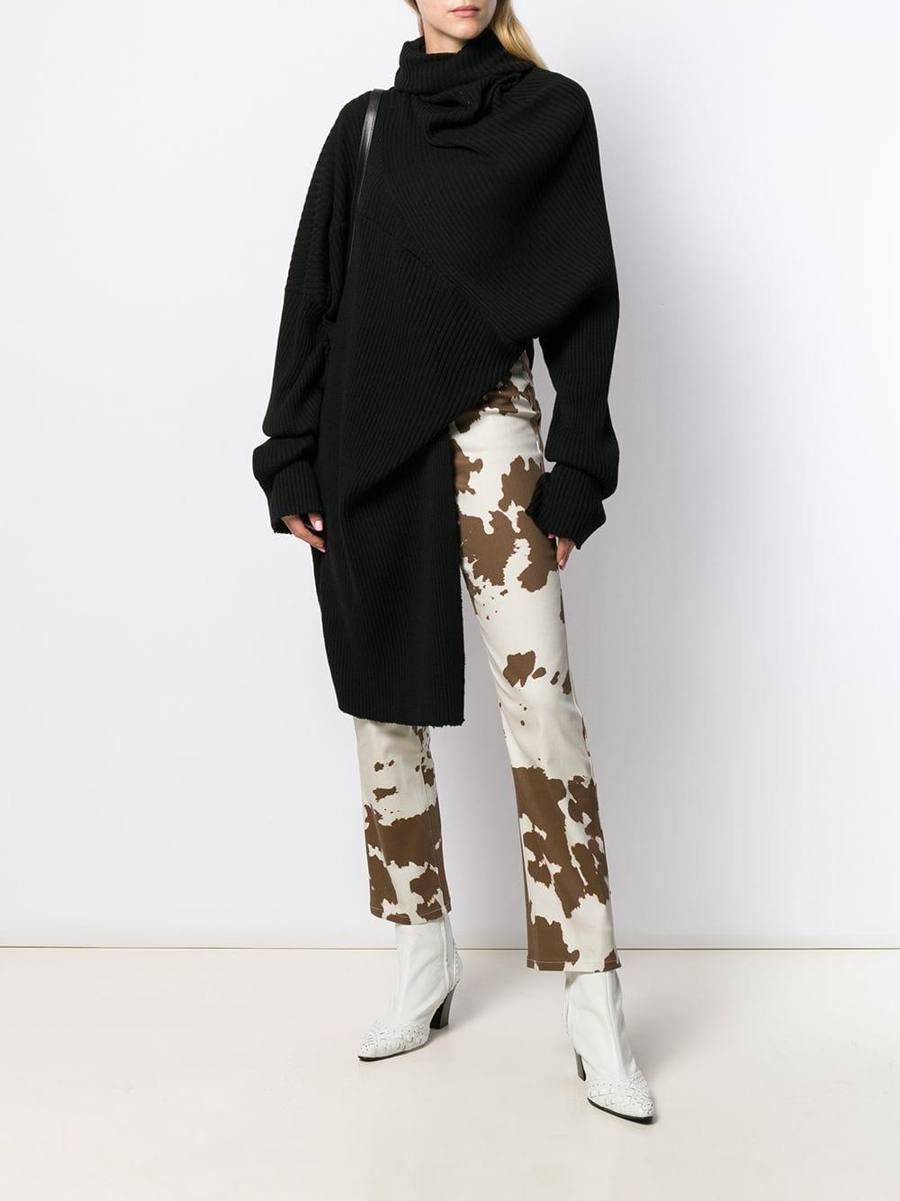 Miaou Denim Cow Print Trousers in White,Brown Cow Print (Brown) - Lyst