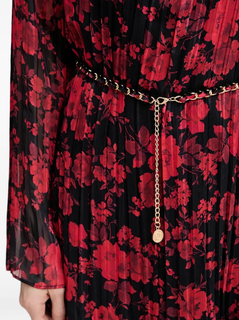 Guess Floral-Print Pleated Mini Dress in Red | Lyst UK