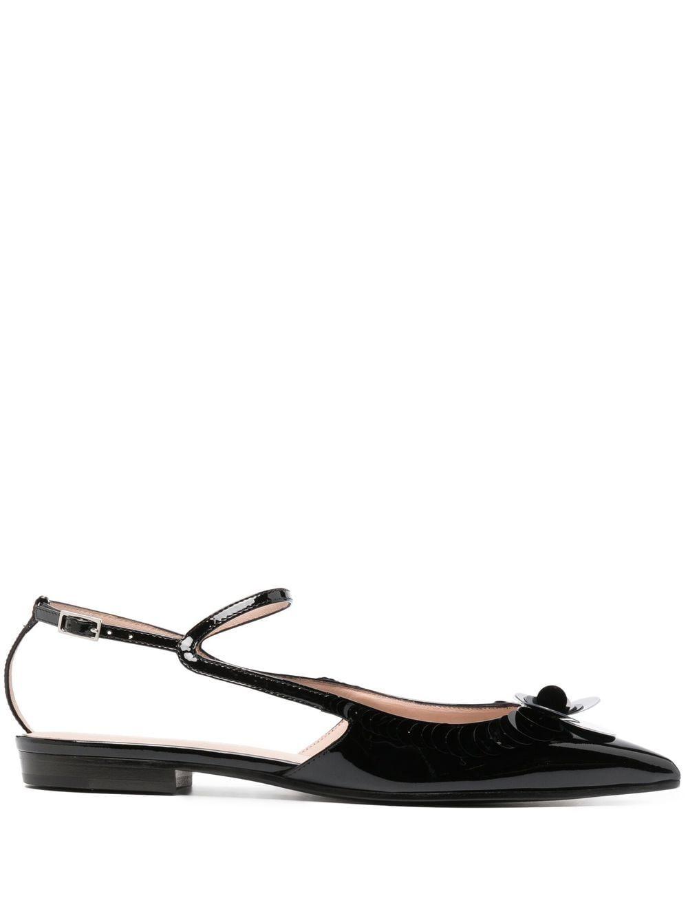 Emporio Armani Sequin-embellished Ballerina Shoes in Black | Lyst