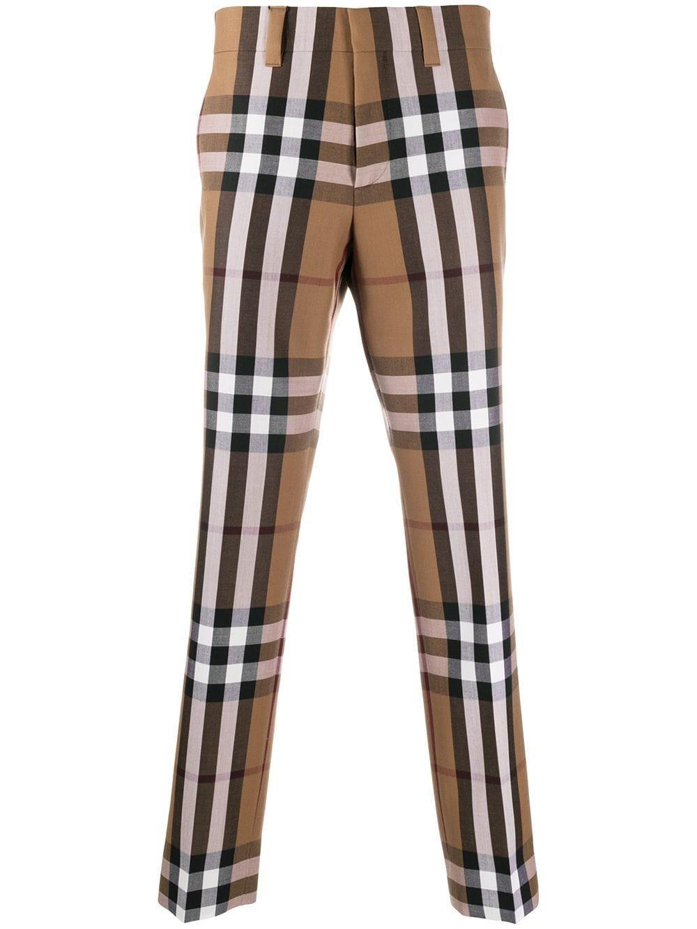 Burberry House Check Wool Trousers 50 Wool in Brown,Black,White 
