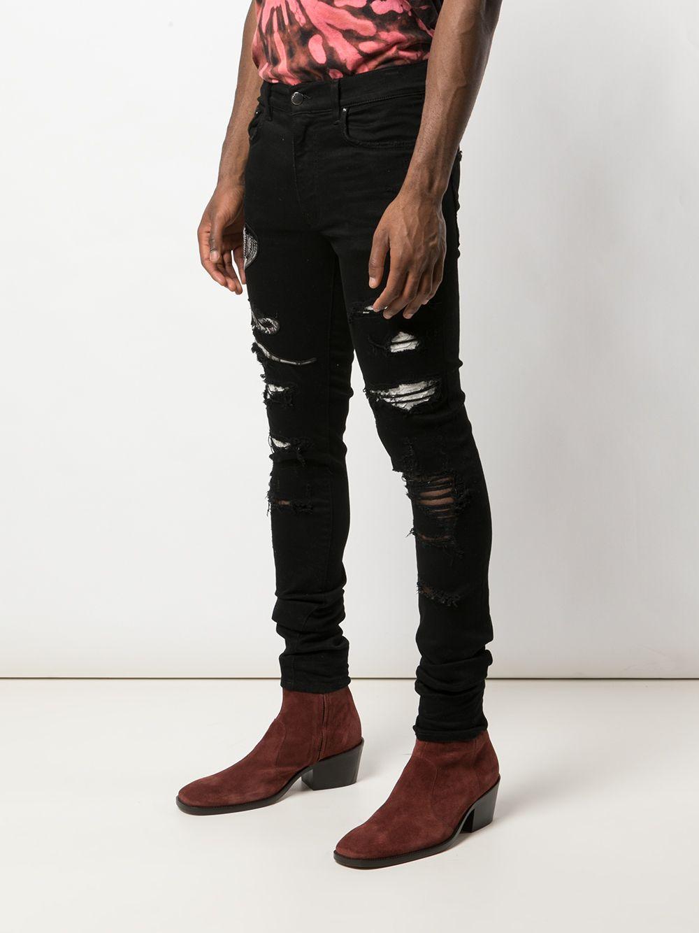 Amiri Denim Snake Patch Jeans in Black for Men Lyst