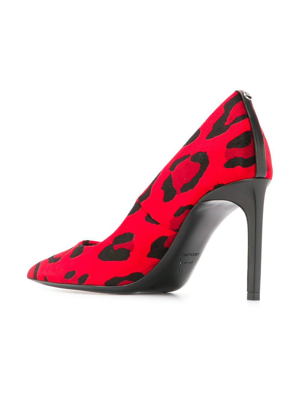 Tom Ford Leopard Print Pumps in Red | Lyst