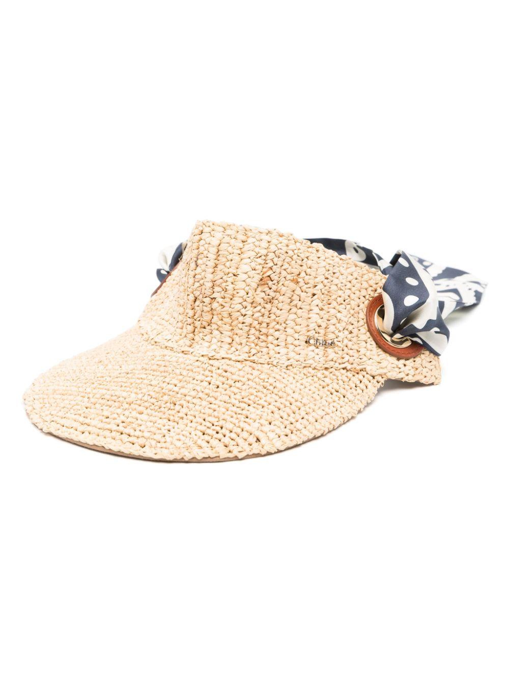 Chloé Bandana Raffia Visor in Natural | Lyst