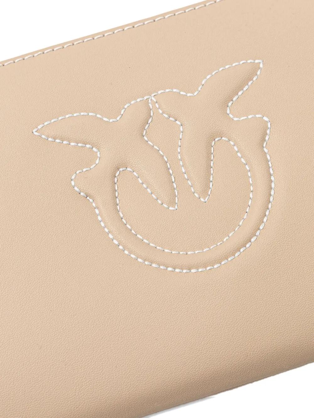 Pinko Logo-Detail Zip-Top Cross Body Bag in Natural | Lyst