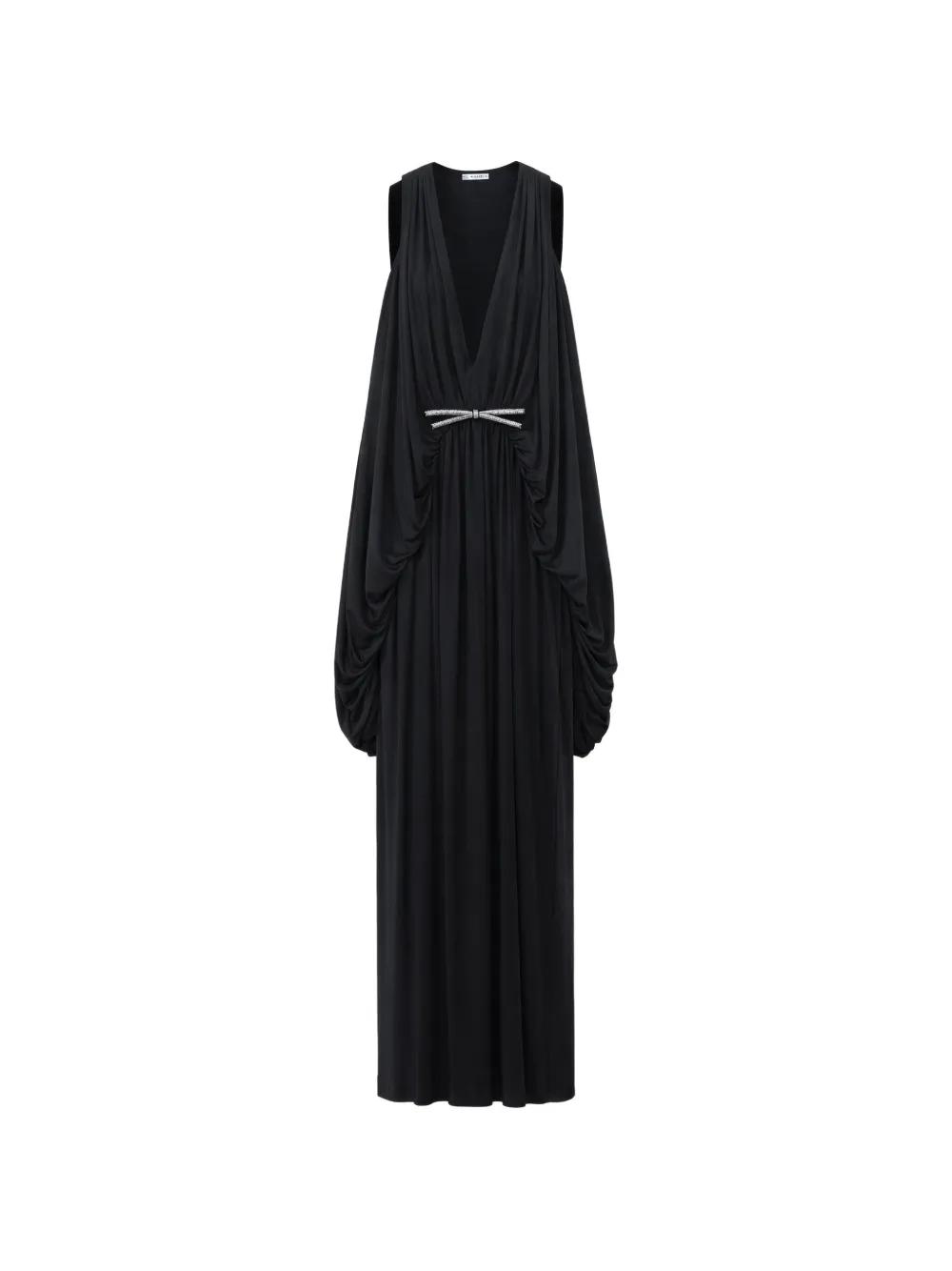 Loewe Draped Crystal-Bow Maxi Dress in Black | Lyst