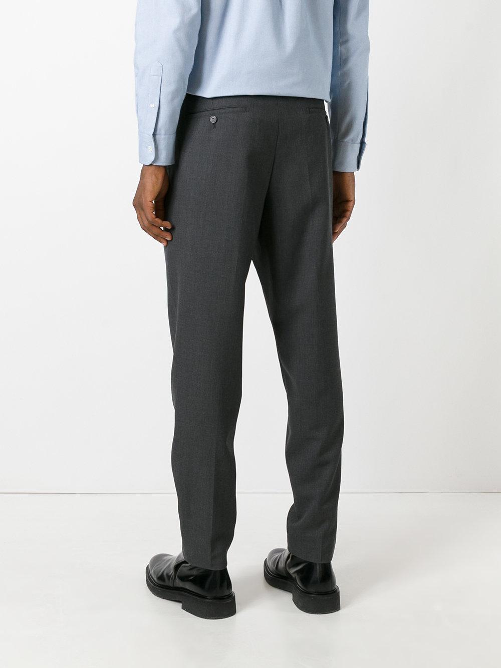 AMI Wool Carrot Fit Trousers in Grey (Gray) for Men - Lyst