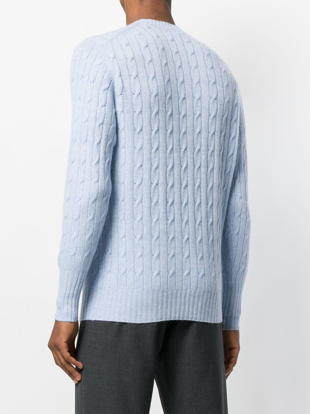 N.Peal Cashmere Cashmere Thames Cable Knit Sweater in Blue