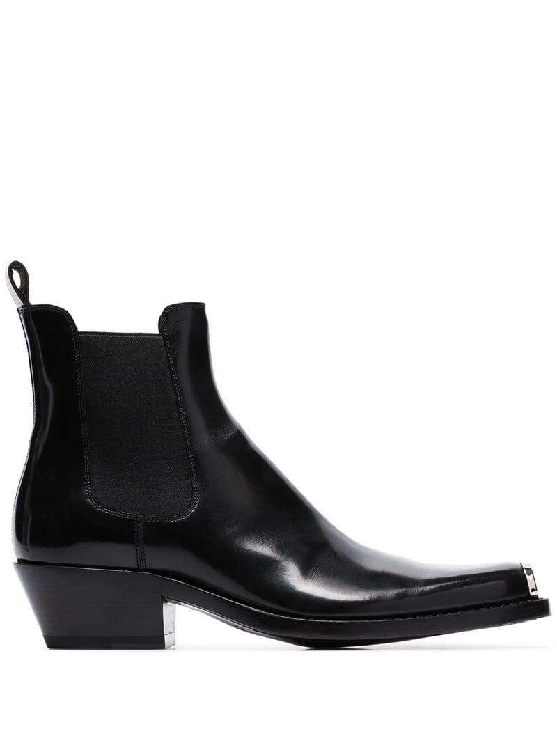 Lyst - CALVIN KLEIN 205W39NYC Chris Metal Toe Cap Leather Western Boots ...