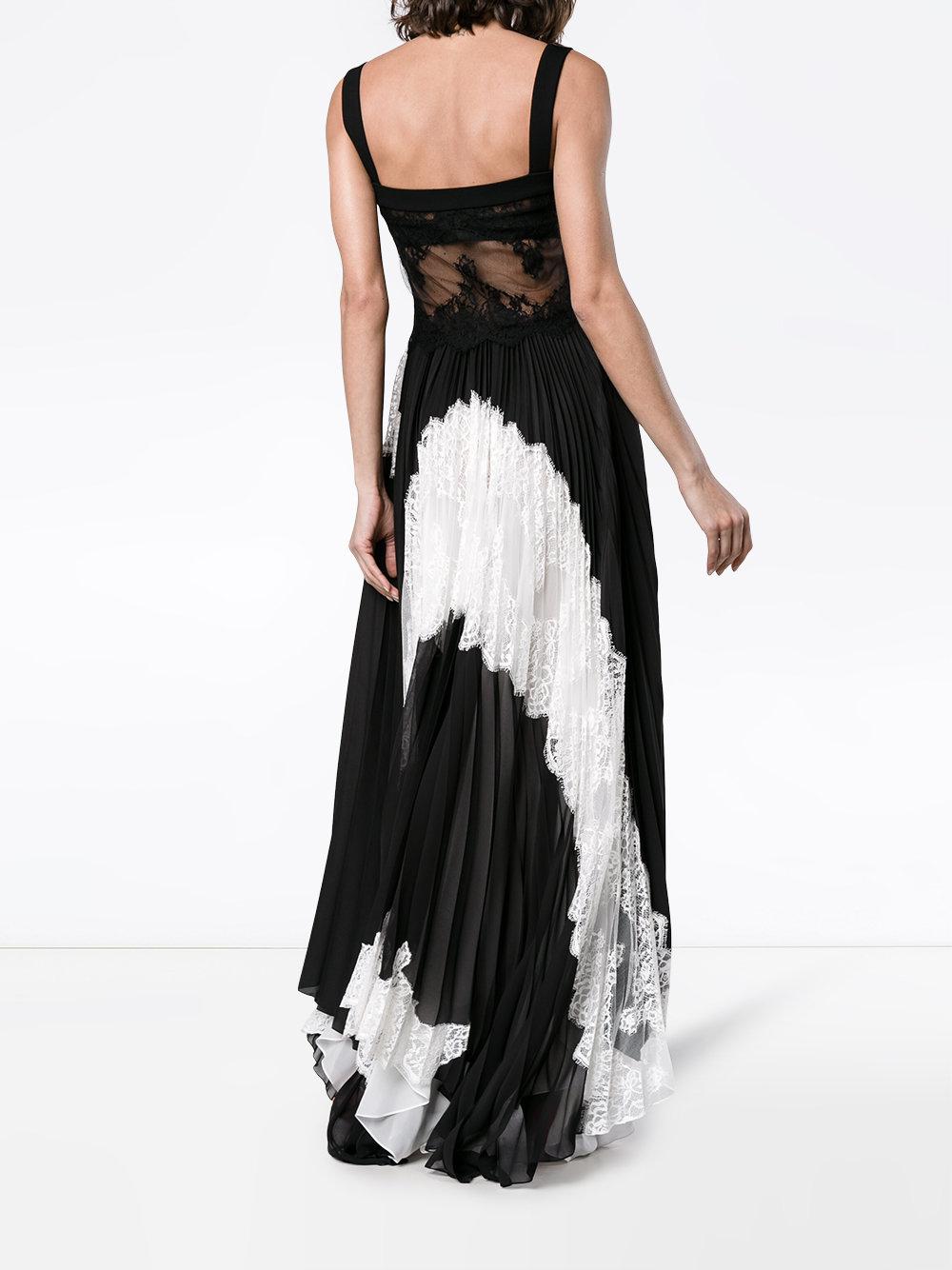 Givenchy Silk Lace Top Pleated Dress in Black - Lyst
