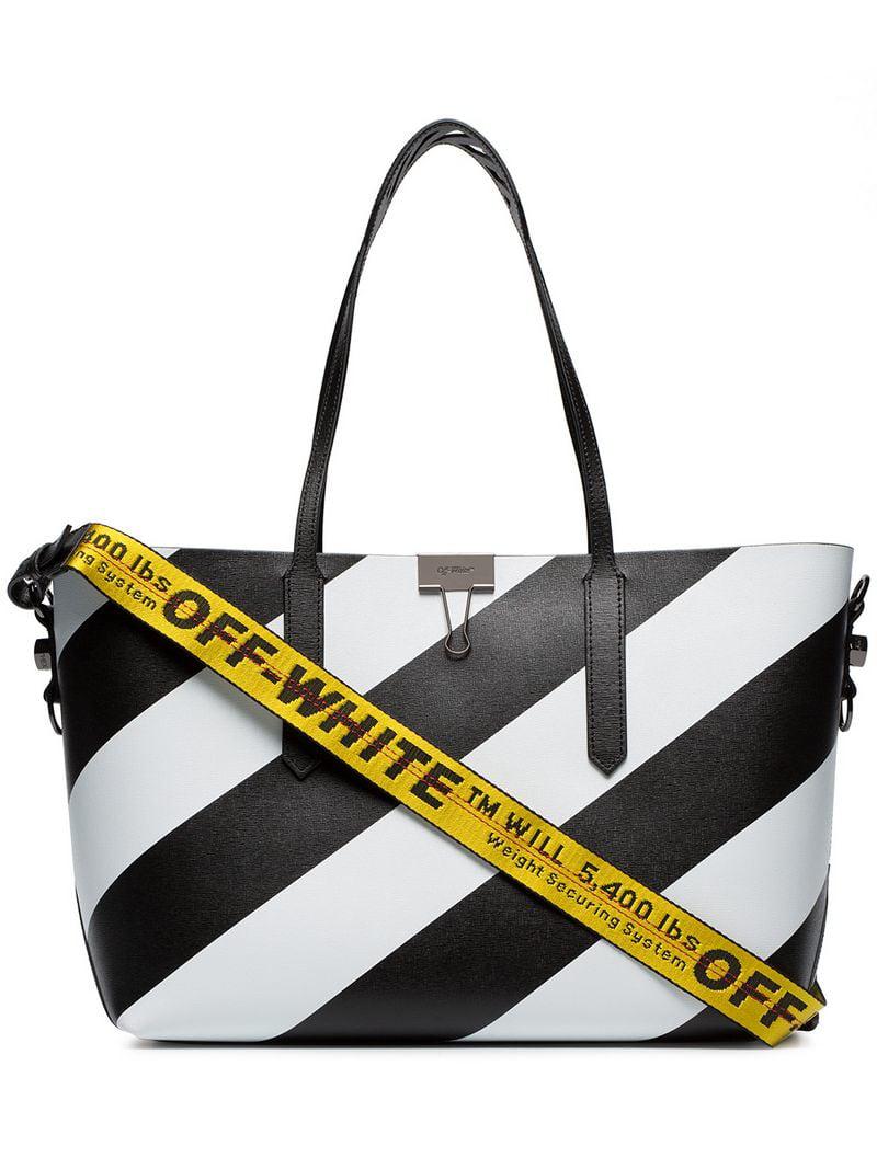 off white striped shoulder bag