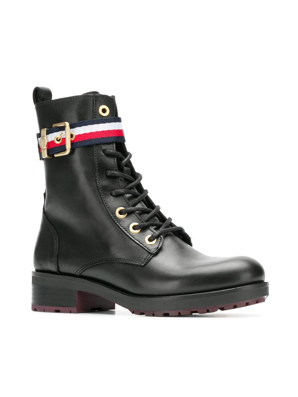 Tommy Hilfiger Corporate Belt Biker Boot Combat in Black - Lyst