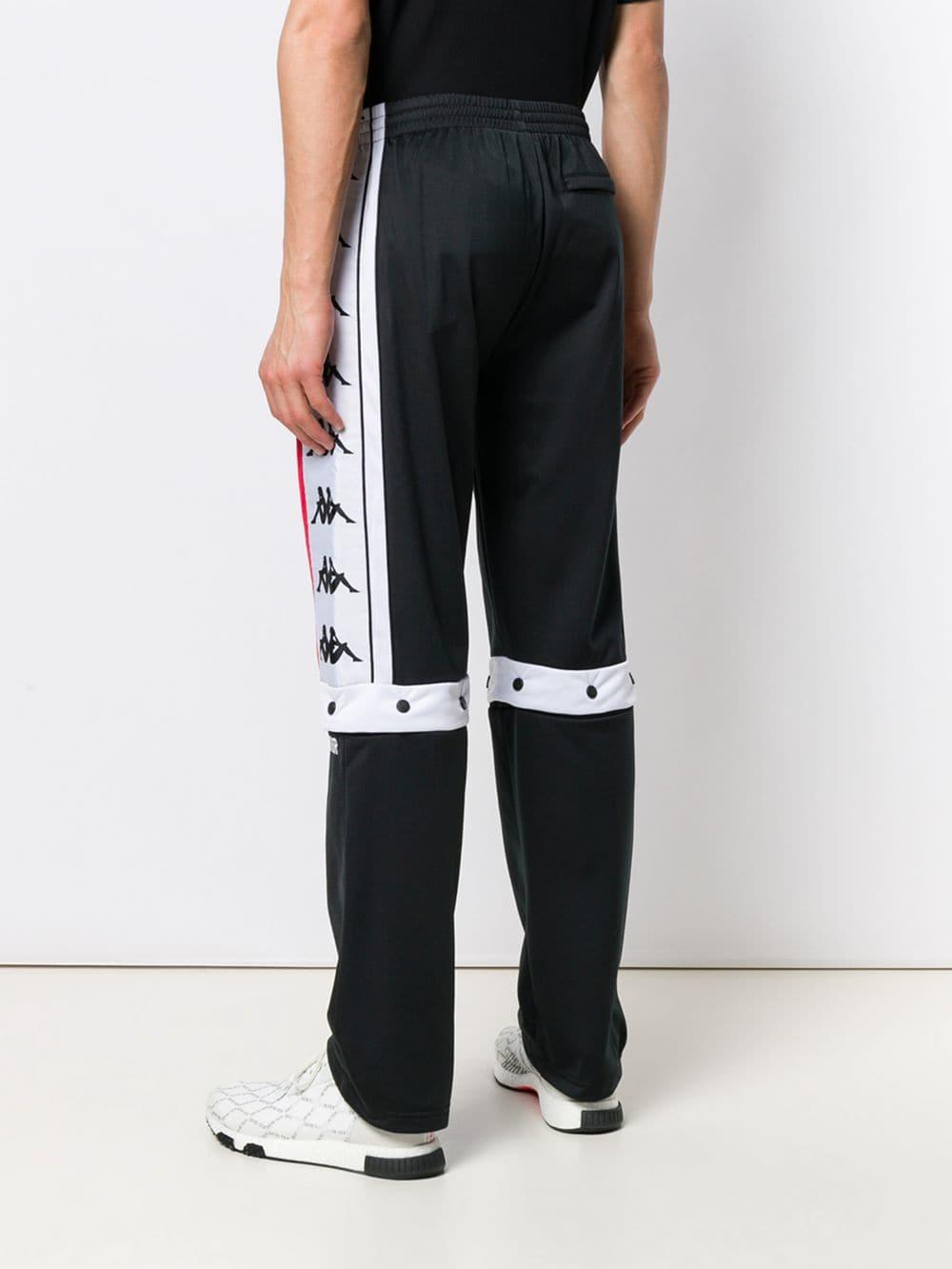 Kappa Logo Stripe Track Pants in Black for Men - Lyst