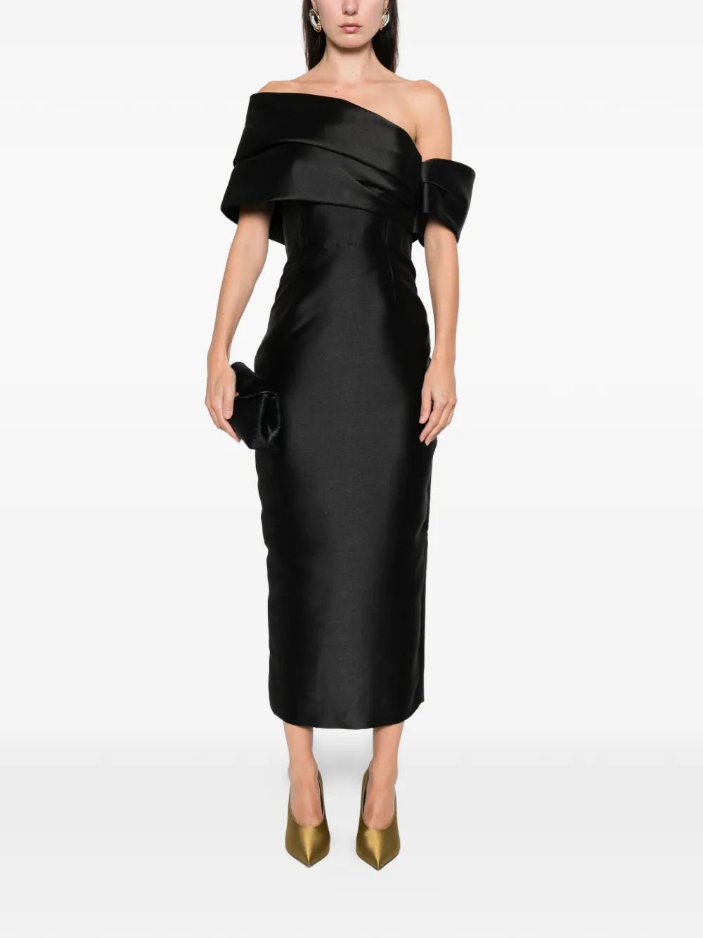 Solace London Mirla Midi Dress in Black | Lyst
