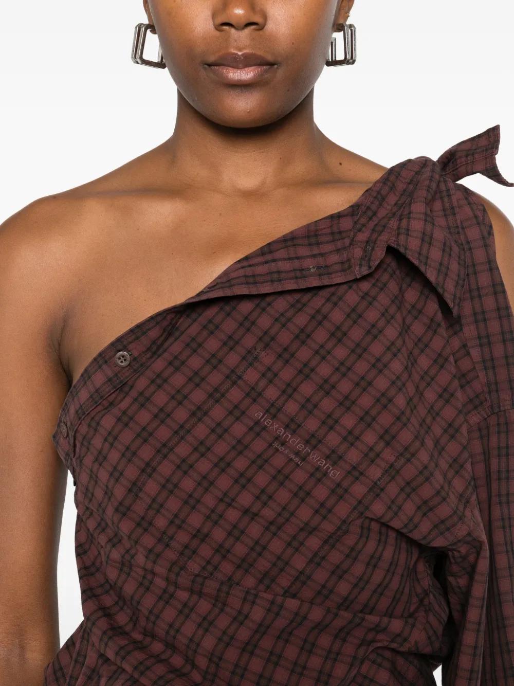 asymmetric deconstructed shirt dress Alexander Wang Asymmetric Deconstructed Mini Shirt Dress in Brown