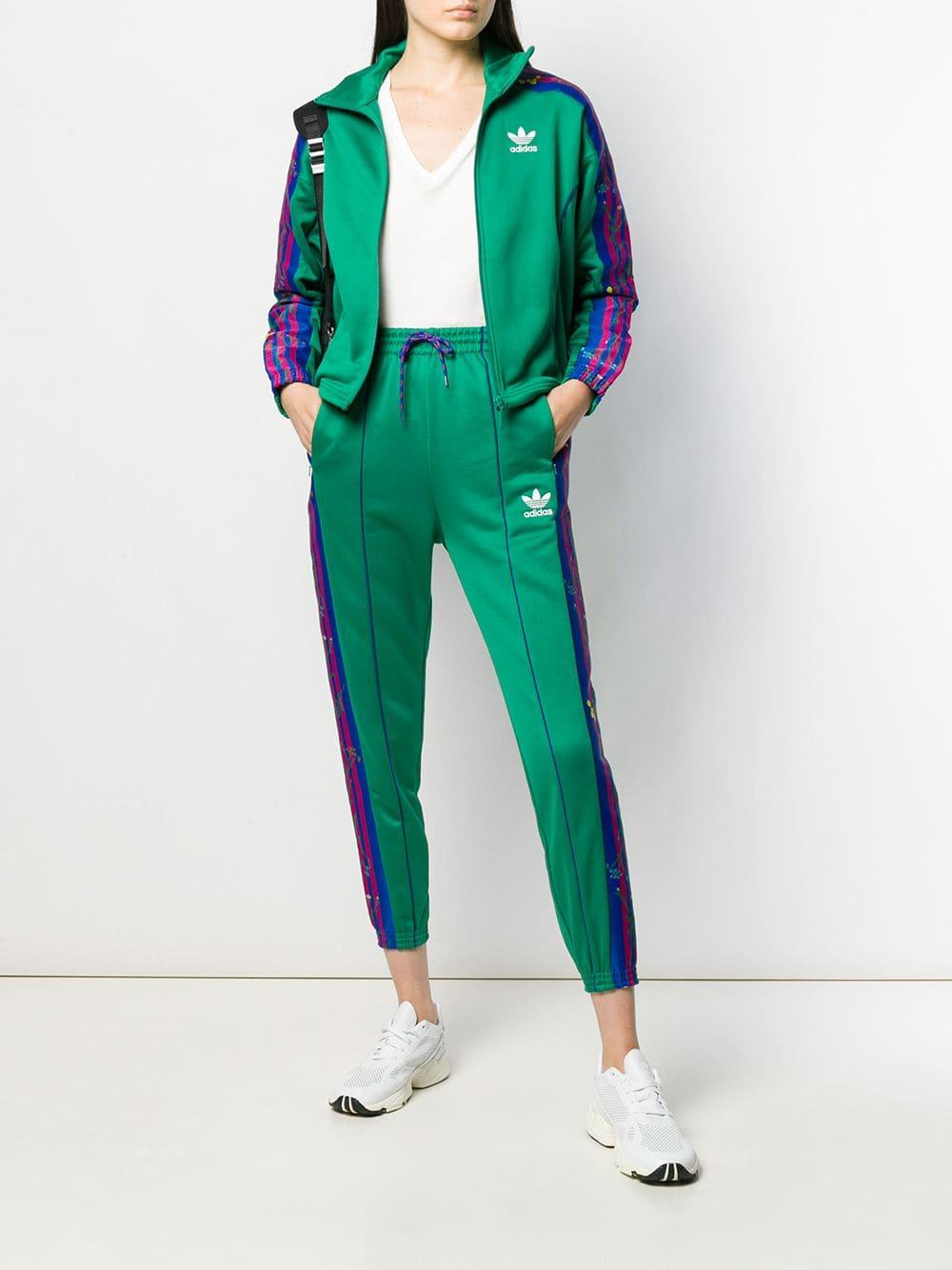 adidas Cotton Floral Track Pants in Green - Lyst
