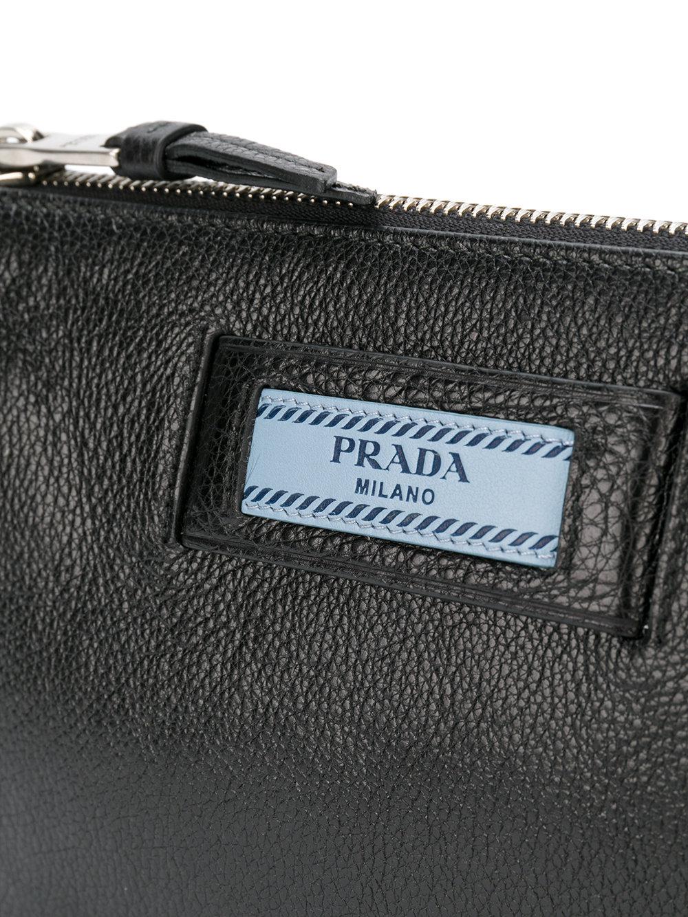 Prada Leather Etiquette Shoulder Bag in Black Lyst