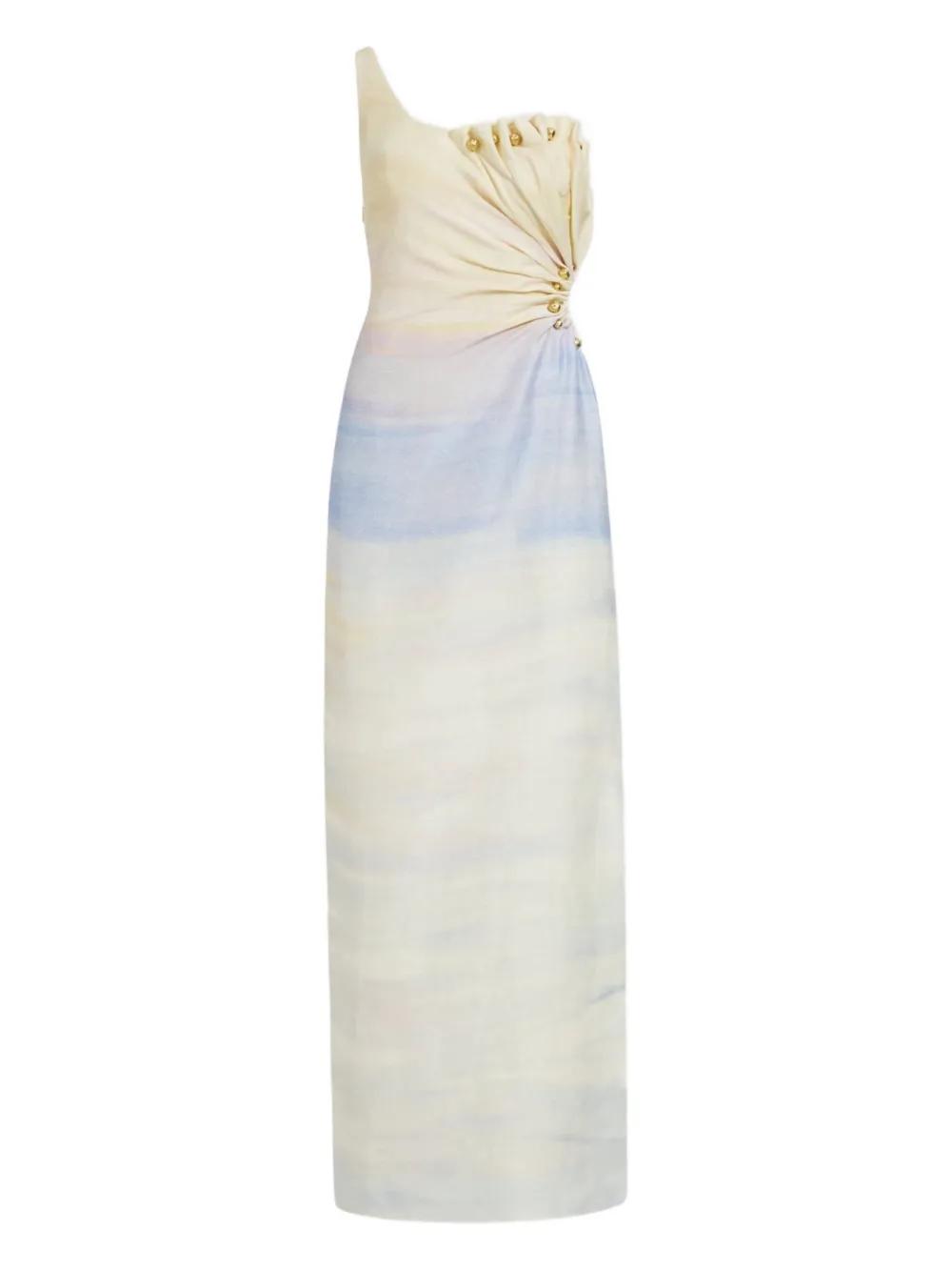 knee length dresses for ladies Petal and Pup Women's Eliya One Shoulder Frill Maxi Dress main image 1