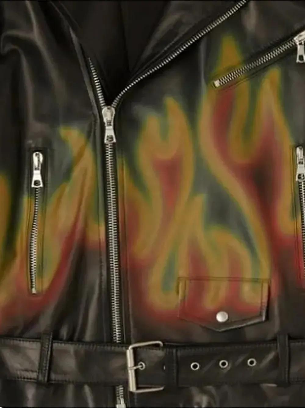 chinese dress ladies Palm Angels Leather Flames Jacket  Justin Reed