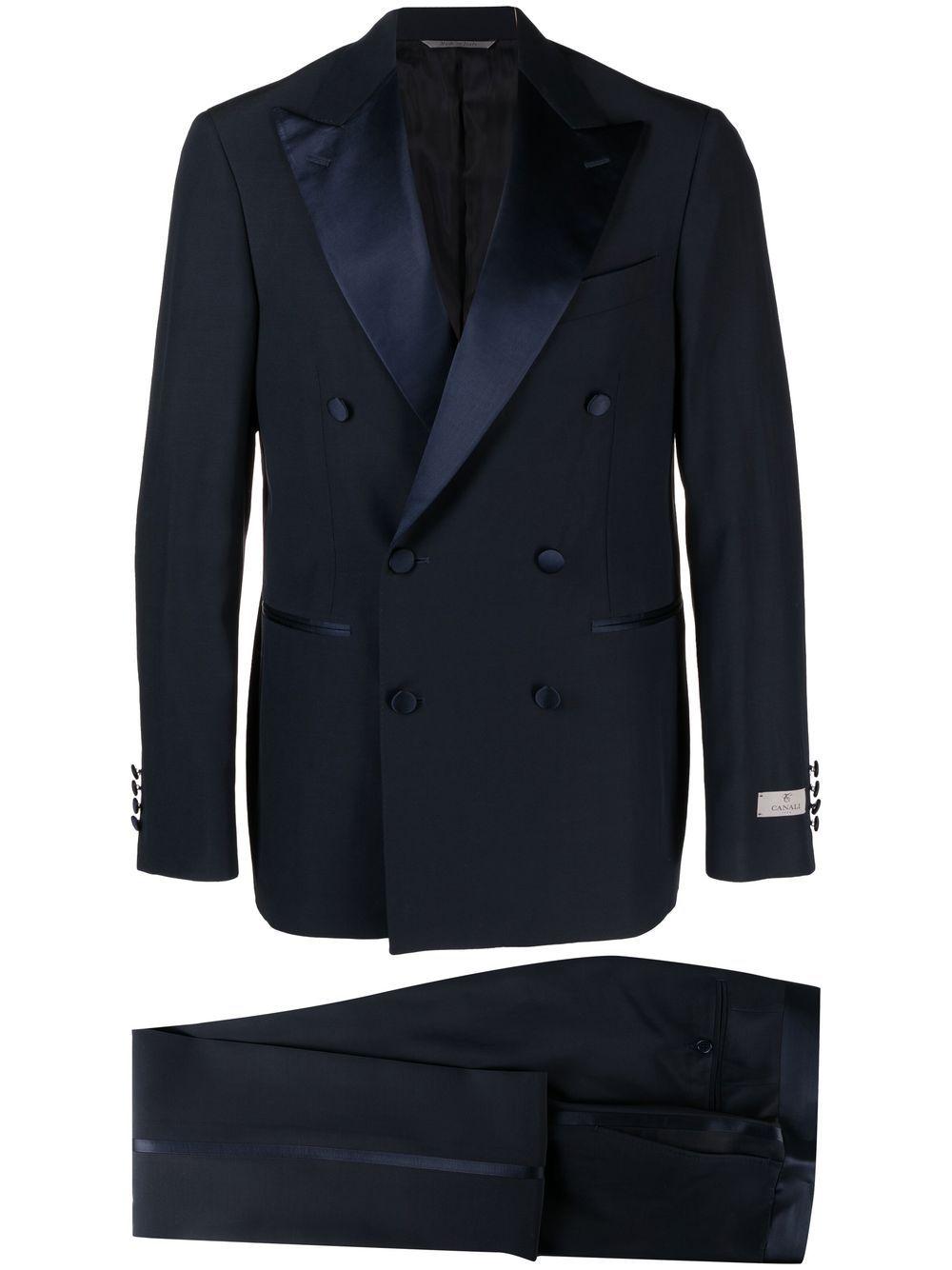 Canali Doublebreasted Silklapel Dinner Suit in Blue for Men Lyst